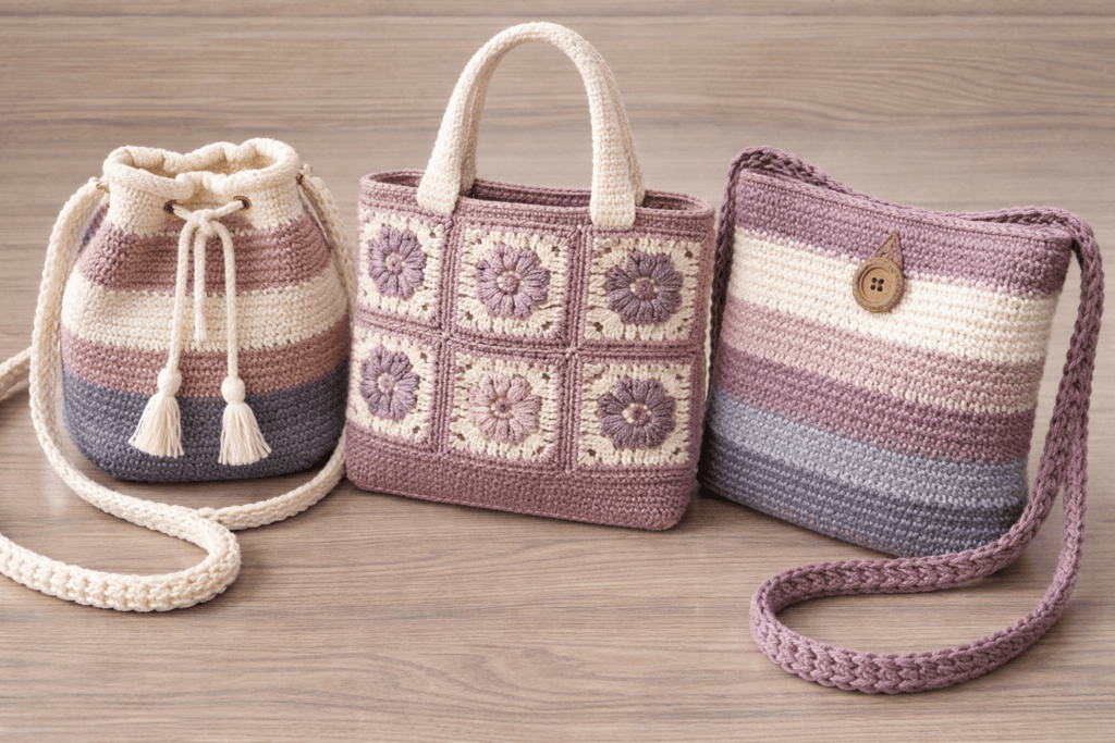 Tunisian Crochet Blanket Pattern ๐ Easy & Beginner-Friendly Stitch 3 crochet bag pattern stylish handmade tote design