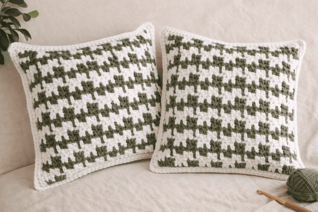 Tunisian Crochet Pattern ๐งถ Easy Houndstooth Stitch for Beginners 6 crochet cushion cover pattern decorative handmade design