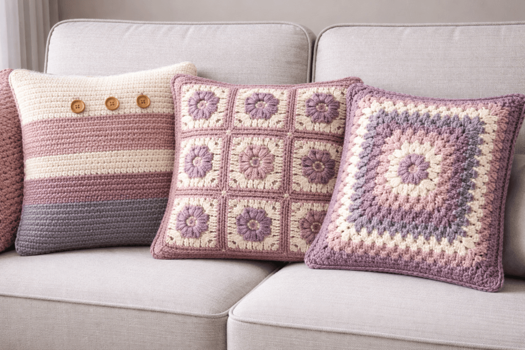 Tunisian Crochet Blanket Pattern ๐ Easy & Beginner-Friendly Stitch 4 crochet cushion cover pattern modern decorative design