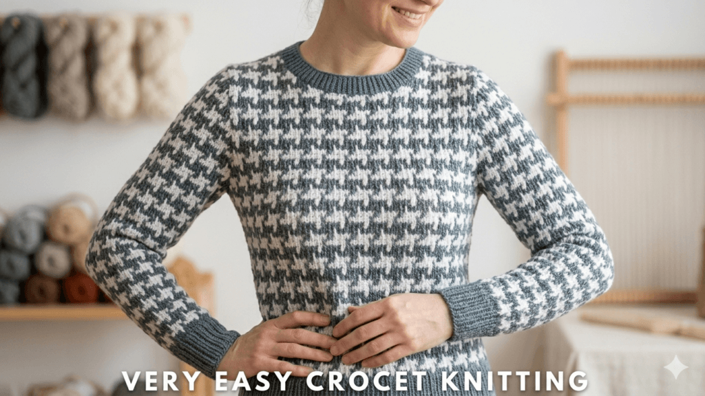 Tunisian Crochet Pattern ๐งถ Easy Houndstooth Stitch for Beginners 4 crochet sweater pattern handmade winter style
