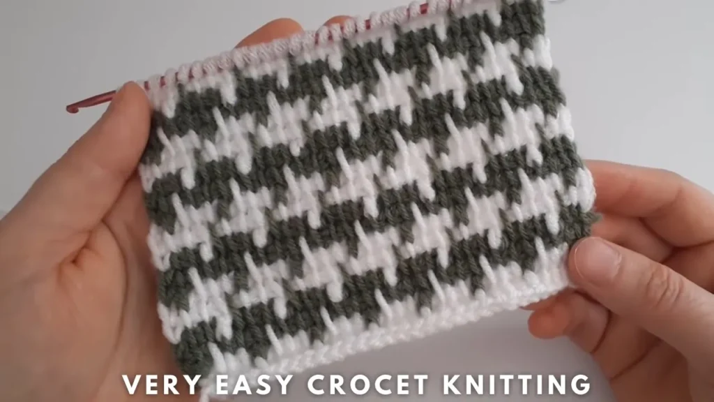Tunisian Crochet Pattern 🧶 Easy Houndstooth Stitch for Beginners