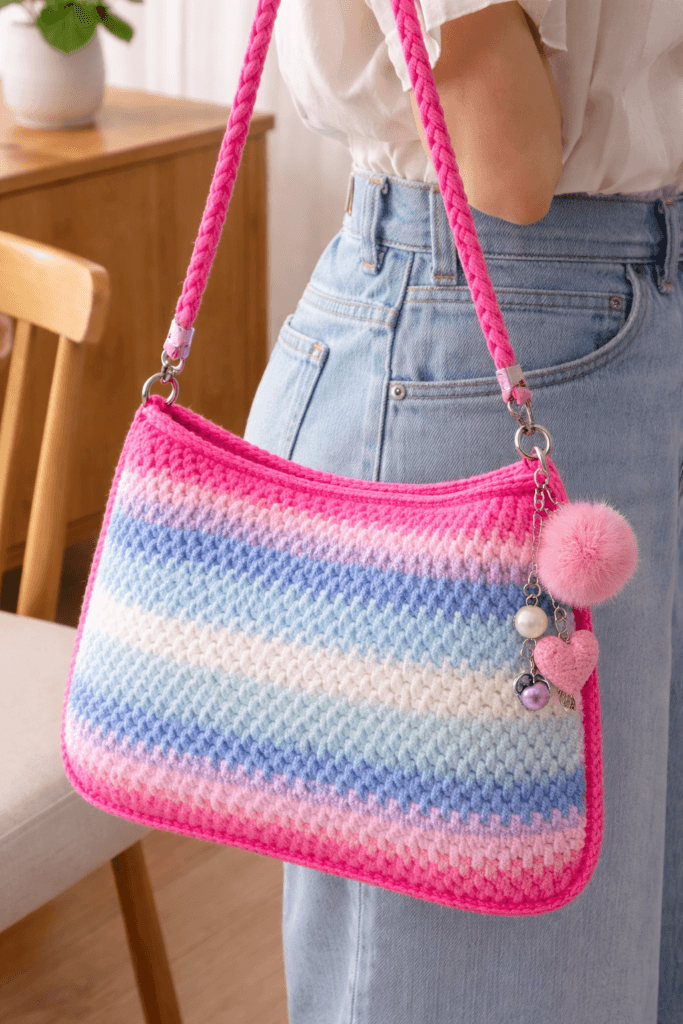 womens crochet bag handmade stylish tote design